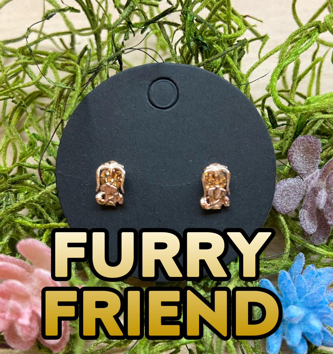 Tiny Furry Friend Stud Earrings