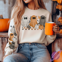 Load image into Gallery viewer, BATCH 115-PLAID GHOST-SWEATSHIRT W/ SLEEVE PRINT
