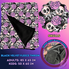 Load image into Gallery viewer, SKULLS- SOFT BLACK FLEECE THROW 13-PREORDER CLOSING 1/14
