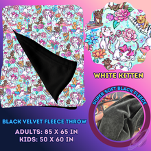 Load image into Gallery viewer, WHITE KITTEN - SOFT BLACK FLEECE THROW 13-PREORDER CLOSING 1/14
