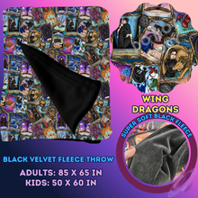 Load image into Gallery viewer, WING DRAGONS - SOFT BLACK FLEECE THROW 13-PREORDER CLOSING 1/14
